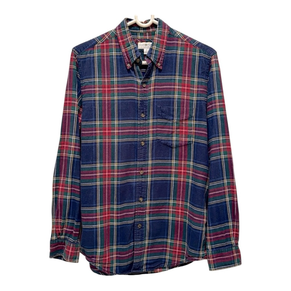 Club Room Men’s Slim fit tartan plaid button down Size small